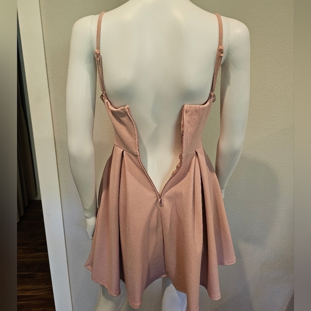 B Darling Pleated Sleeveless Pink Fit And Flare Mini Dress Size 1-2 - Picture 7 of 11